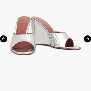 Amina Muaddi Lupita 95 Mirror Silver Wedge Sandals